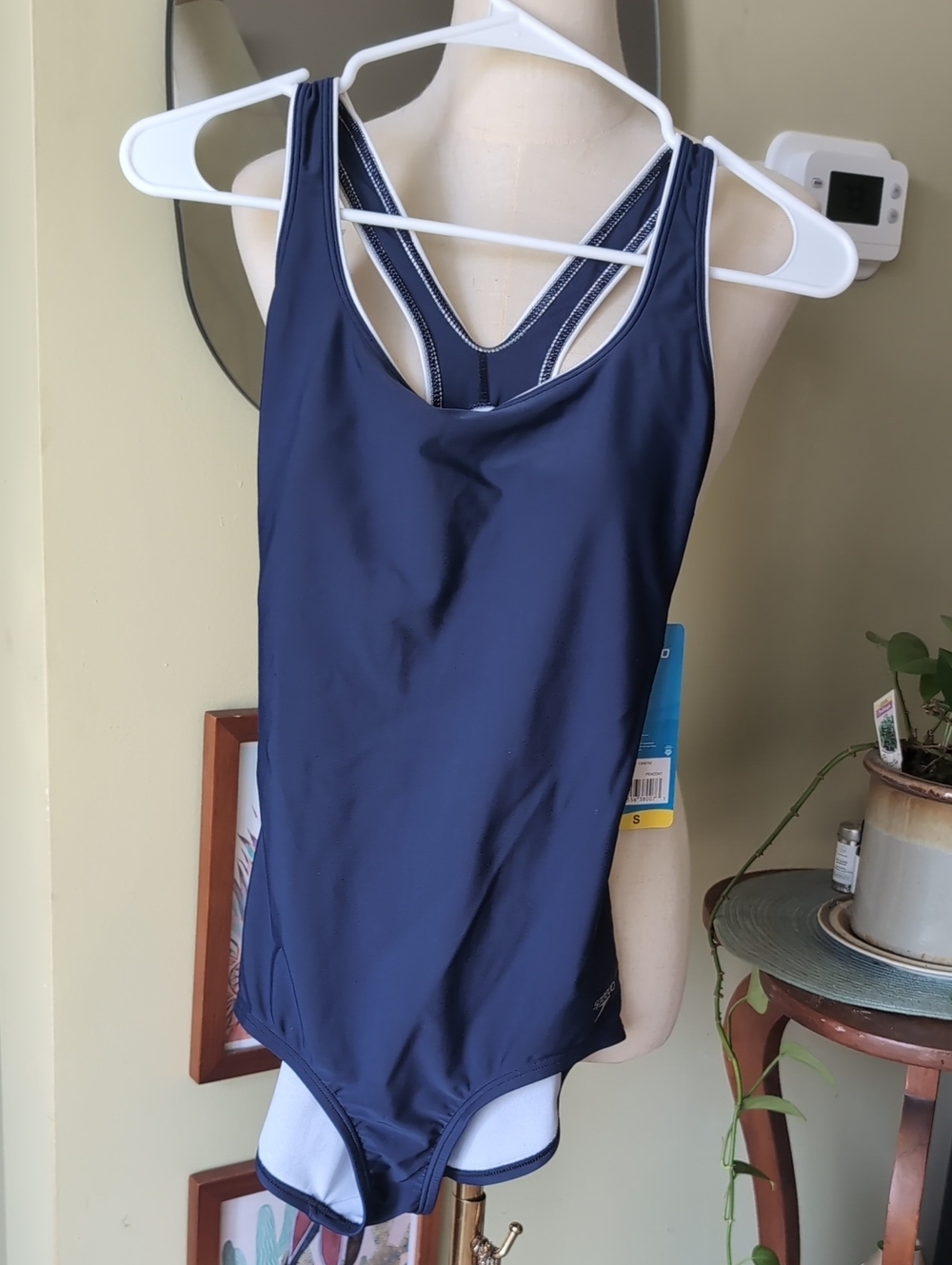 NWT Navy One-Piece Racerback Swimsuit, Size Small